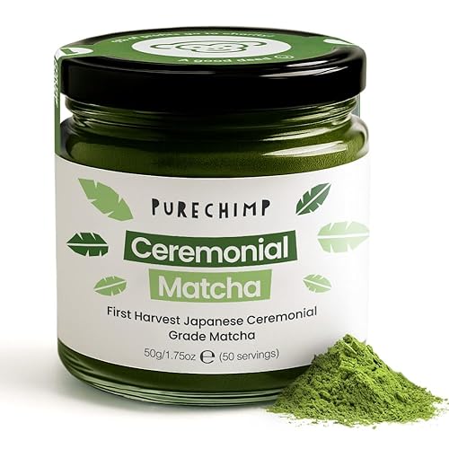 PureChimp Ceremonial Grade Matcha Powder 1.75oz. Pure Japanese Matcha Ceremonial Grade Tea, Shade-Grown in Kagoshima. Antioxidant-Rich Green Tea