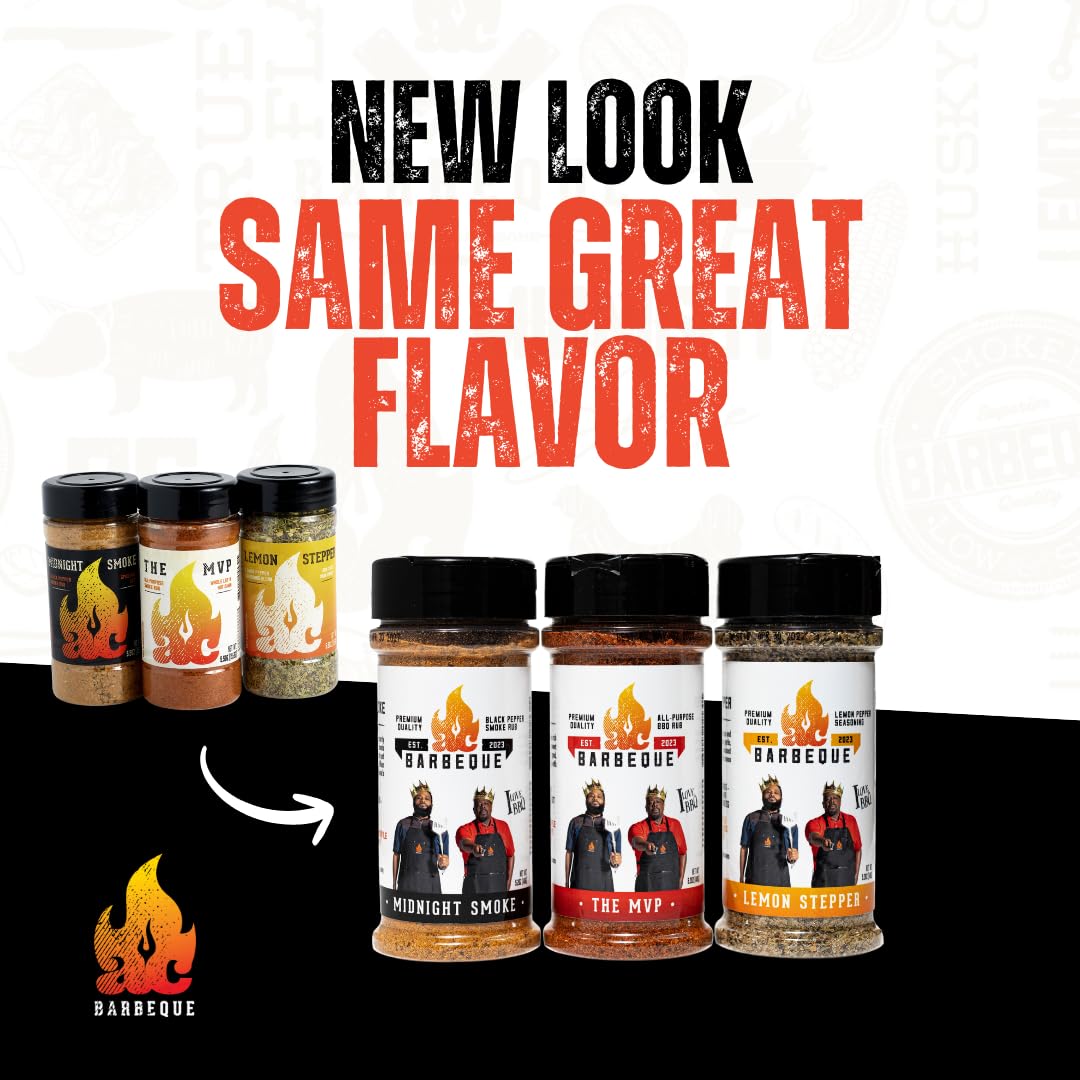 AC BARBEQUE TRIO SEASONING SET - The MVP, Midnight Smoke, Lemon Stepper BBQ Rubs Variety Spice Pack for Steaks, Chicken, Pork, Veggies, Wings