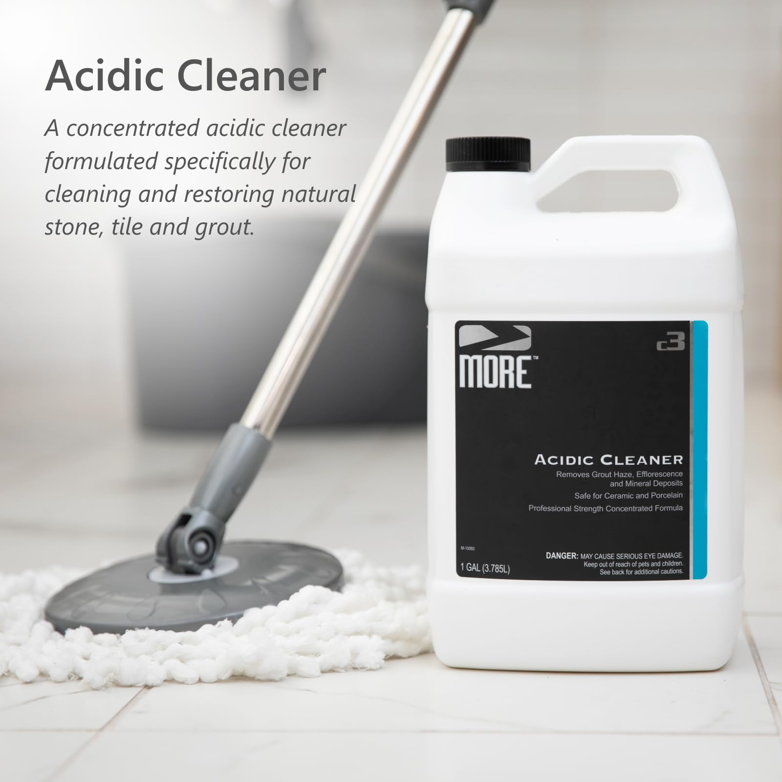 MORE Grout Cleaner for Tile Floors - Acidic Grout Cleaning Solution - Removes Cement-Based Grout Haze, Efflorescence and Mineral Deposits - Gallon
