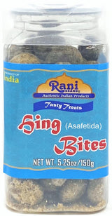 Rani Hing (Asafetida) Bites 5.25oz (150g) Vacuum Sealed, Easy Open Top, Resealable Container ~ Indian Tasty Treats | Vegan | Gluten Friendly | NON-GMO
