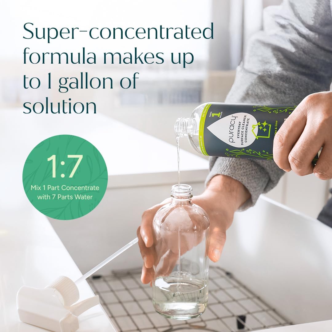 Puracy All Purpose Cleaner Concentrate - Plant-Powered Multi-Surface Cleaner - Surface Cleaner Solution As Seen on TikTok (Green Tea + Lime, 16 fl oz