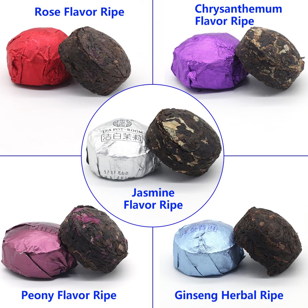 LWXLJMJZC?Ripe Puerh Tea Mini Cake 30pcs(10 Tastes*3pcs) |Yunnan Pu-erh Tea |Rice Balls (Cook&uncook) Pu'erh Tea | Mini Tuo Cha Black Tea