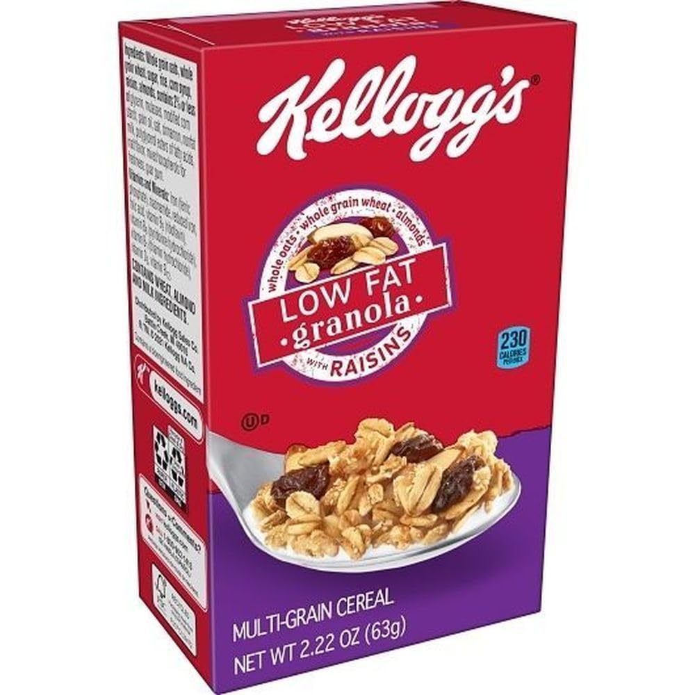 Kellogg's Low Fat Granola Cereal, With Raisins, 2.22oz (70 Count)