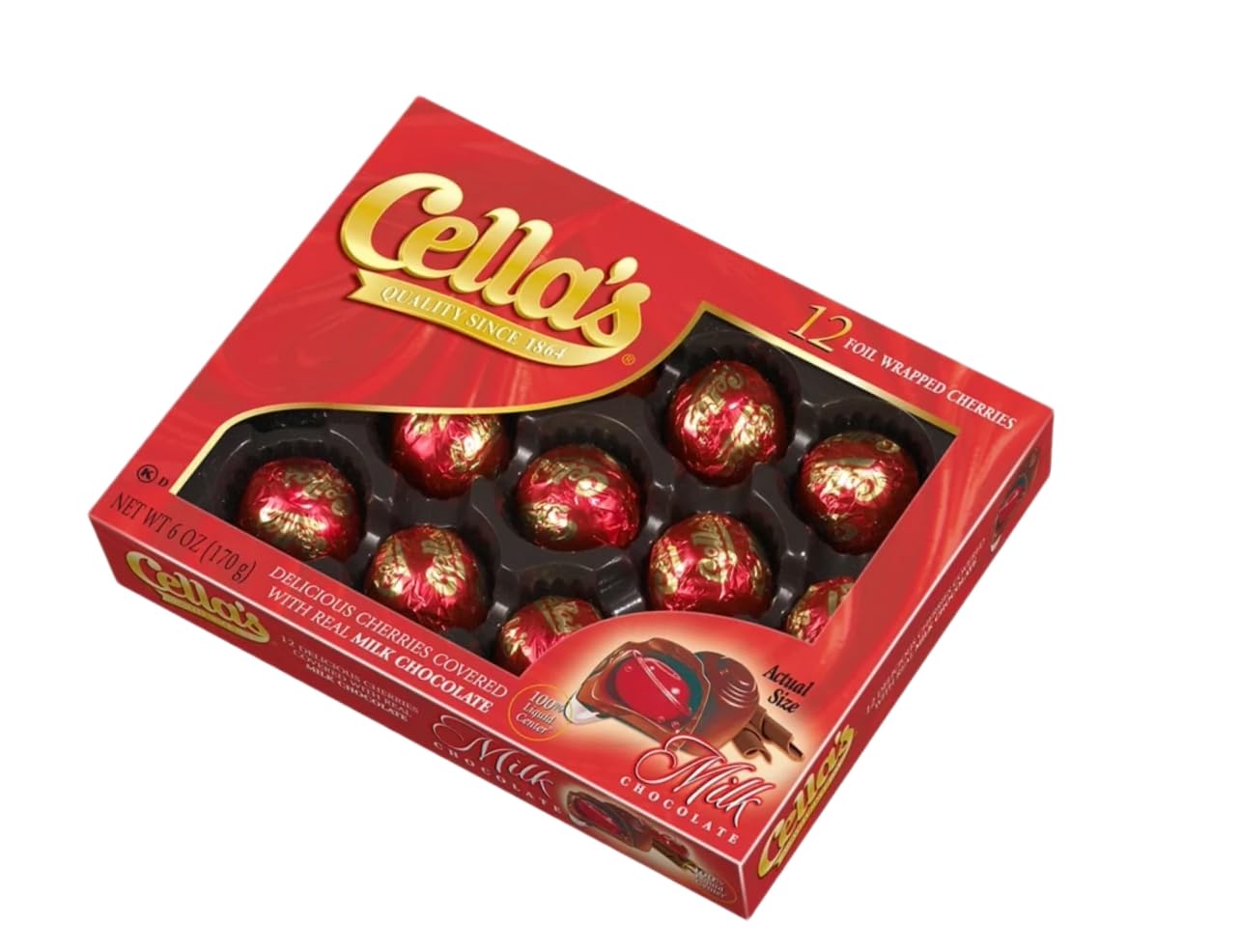 HOLIDAY GIFT | Cellas Chocolate Covered Cherries Milk Chocolate - 12 Ounce Christmas Chocolate, Chocolate Covered Cherry, Individually Wrapped