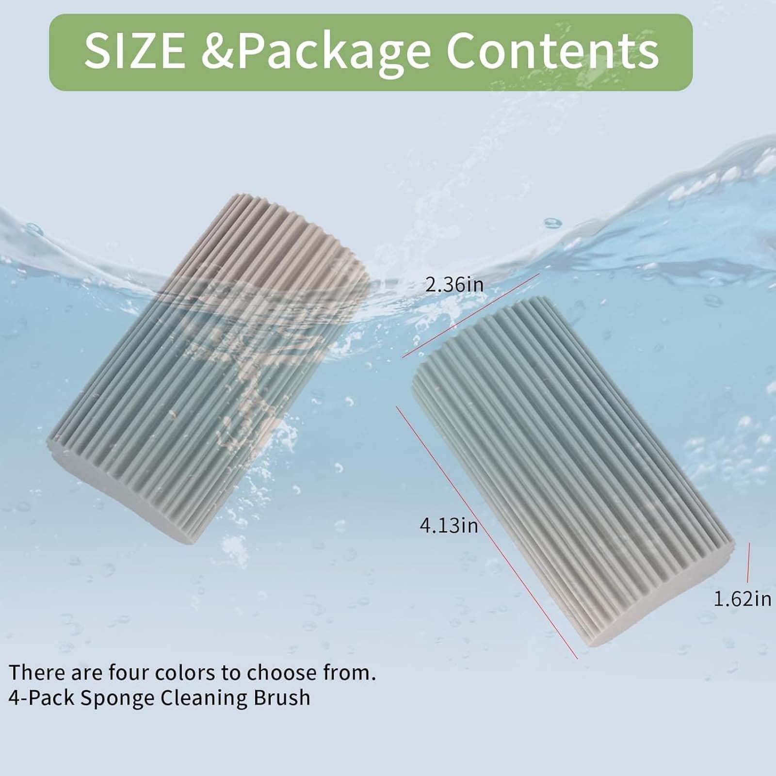 Damp Clean Duster Sponge 4 Pack,Magic Sponges Eraser Baseboard Cleaner Tool,Reusable Household Cleaning Sponge for Blinds, Glass, Railings, Mirrors