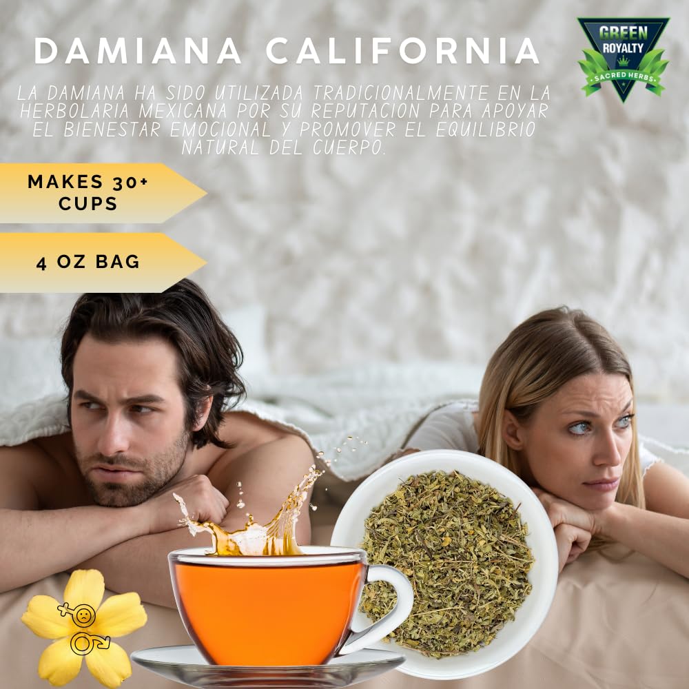 Damiana California Leaf 4oz | 100% Raw & Natural | Caffeine Free, Gluten Free, Sugar Free | Herbal Infusion Tea | Product of Mexico