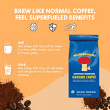 Organic Ground Mushroom Coffee by Malama | 8-Mushroom Superfood Blend with Lion’s Mane, Reishi, Cordyceps for Focus & Immune Support | Low Acid