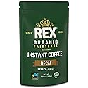 Rex Coffee Organic Fairtrade Natural Decaf Freeze-Dried Instant Coffee - Naturally Decaffeinated Arabica, 7.05 oz Resealable Pouch Bag - Lab Tested