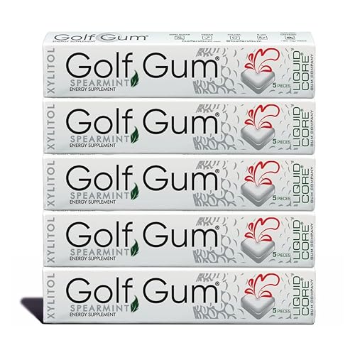 Golf Gum by Liquid Core® - 80mg of Natural Caffeine - Energy for Golfers - Sugar-Free, Aspartame-Free, Caffeine Gum - Enhanced Focus & Better Score