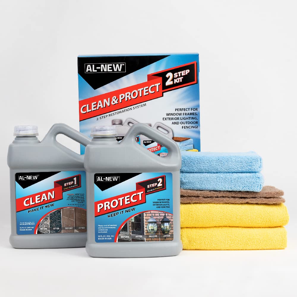 AL-NEW 2 Step Clean & Protect Kit | Clean, Restore, & Protect Your Outdoor Patio Furniture, Garage Doors, Exterior Lights, Window Frames, and More (32