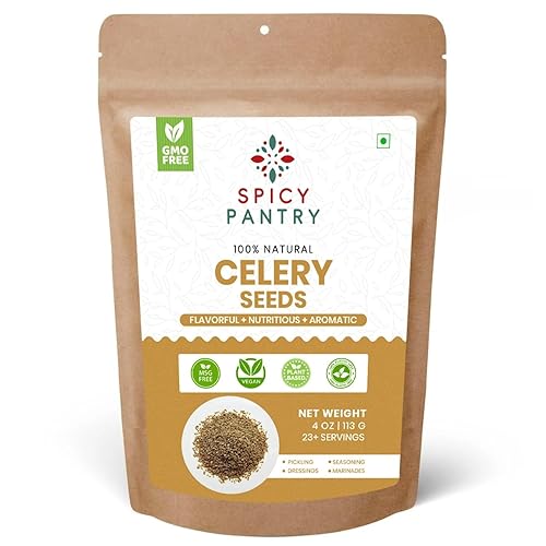 SPICY PANTRY Celery Seeds 4 oz - Whole, Aromatic Spice for Pickling, Salad, Dressings, Soups and Spice Blend - Bold Earthy Flavor, Antioxidant-Rich