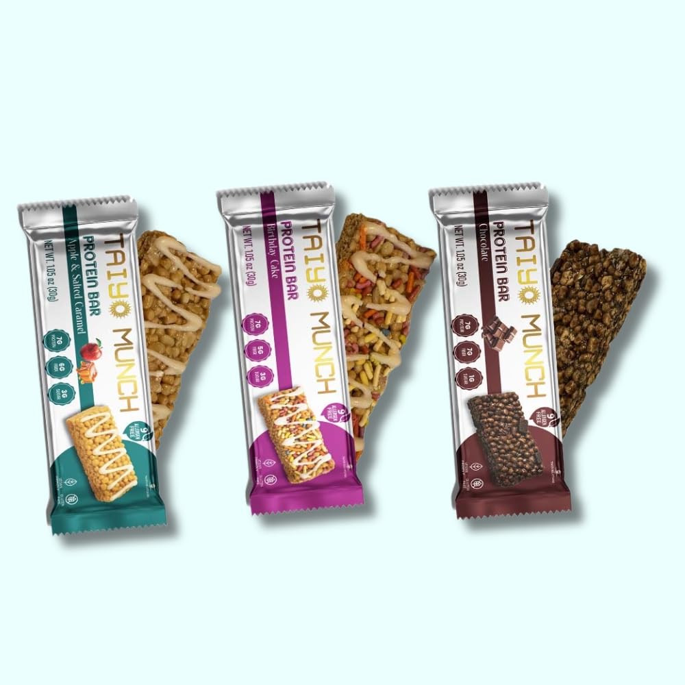 Taiyo Munch - Allergen-Free Protein Bar - Vegan, Gluten Free, High Protein, High Fiber, Low Sugar, Nut/Wheat/Soy/Dairy Free, Healthy Snacks for Kids