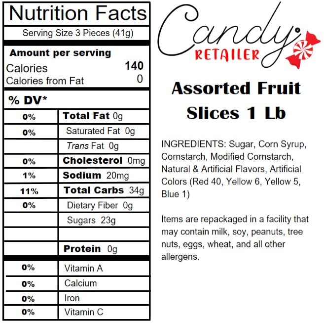 Candy Retailer Assorted Fruit Slices Candy 1 Lb