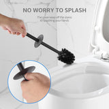 BGL Toilet Brush and Holder Set, Matte Black Freestanding for Bathroom Storage and Organization, Square Design Sturdy and Space Saving