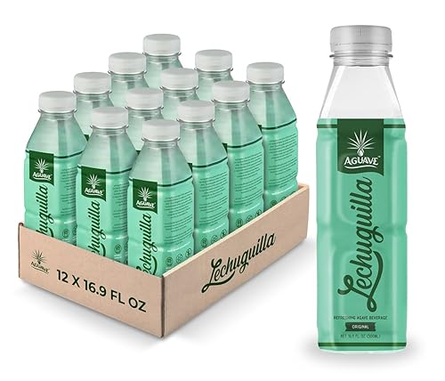 AGUAVE Prebiotic Mexican Drink - Fermented Agave LECHUGUILLA Beverage | Low Sugar Healthy Soda Alternative | Natural Gut Health Drink | 12-Pack