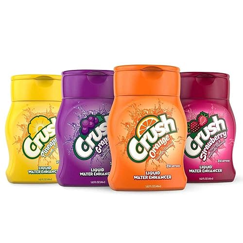 Crush, Variety Pack, Liquid Water Enhancer - New, Better Taste (4 Bottles, Makes 96 Flavored Water Drinks) 1.62 Fl Oz (Pack of 1)