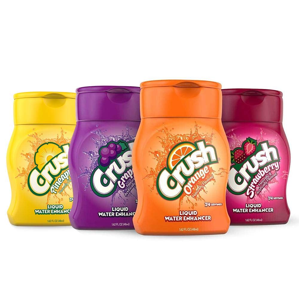 Crush, Variety Pack, Liquid Water Enhancer - New, Better Taste (4 Bottles, Makes 96 Flavored Water Drinks) 1.62 Fl Oz (Pack of 1)