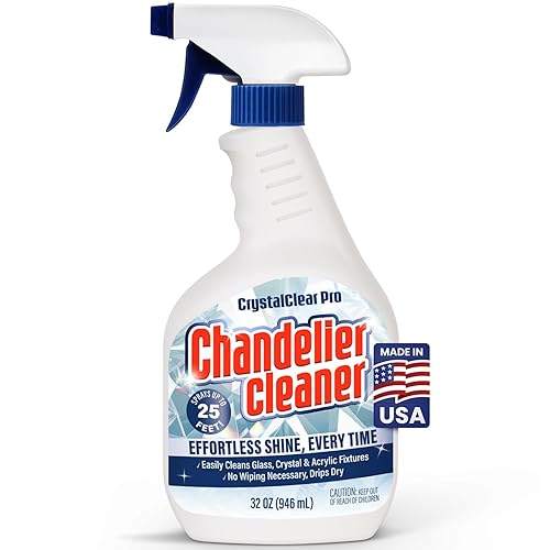 Chandelier Cleaner Spray, 32 oz - No Wipe Drip Dry Crystal Chandelier Cleaner for Glass, Crystal & Acrylic Light Fixtures, Streak-Free Shine, Sprays