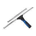 Unger Professional Connect and Clean 18” EZ Change Window and Glass Cleaning Squeegee, Large and Small Windows, Rubber Blade Tool for Streak-Free