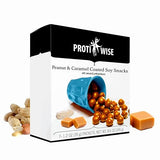 ProtiWise High Protein Soy Snacks | Peanut & Caramel Coated | 15g Protein, Low Sugar, Low-Carb | Gluten Free, KETO Friendly Snack for Hunger Control