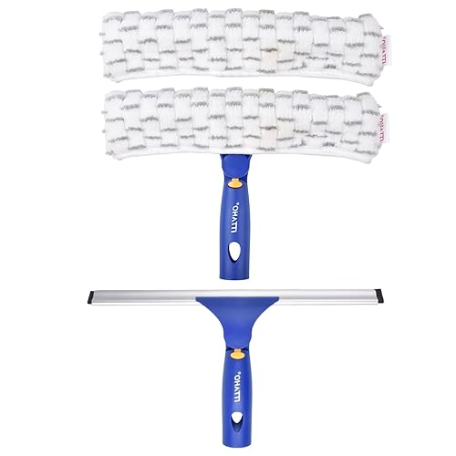 ITTAHO Squeegee and Microfiber Scrubber Combo for Window,Car Windshield,Shower Glass Door Cleaning-Swivel Style(Extension Pole Sold Separately)
