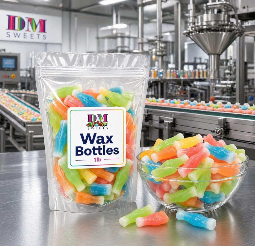 Wax Candy Bottles - 1 lb Bulk Bag of Retro Mini Drinks - A Nostalgic Chewy Novelty Treat for Kids and Parties
