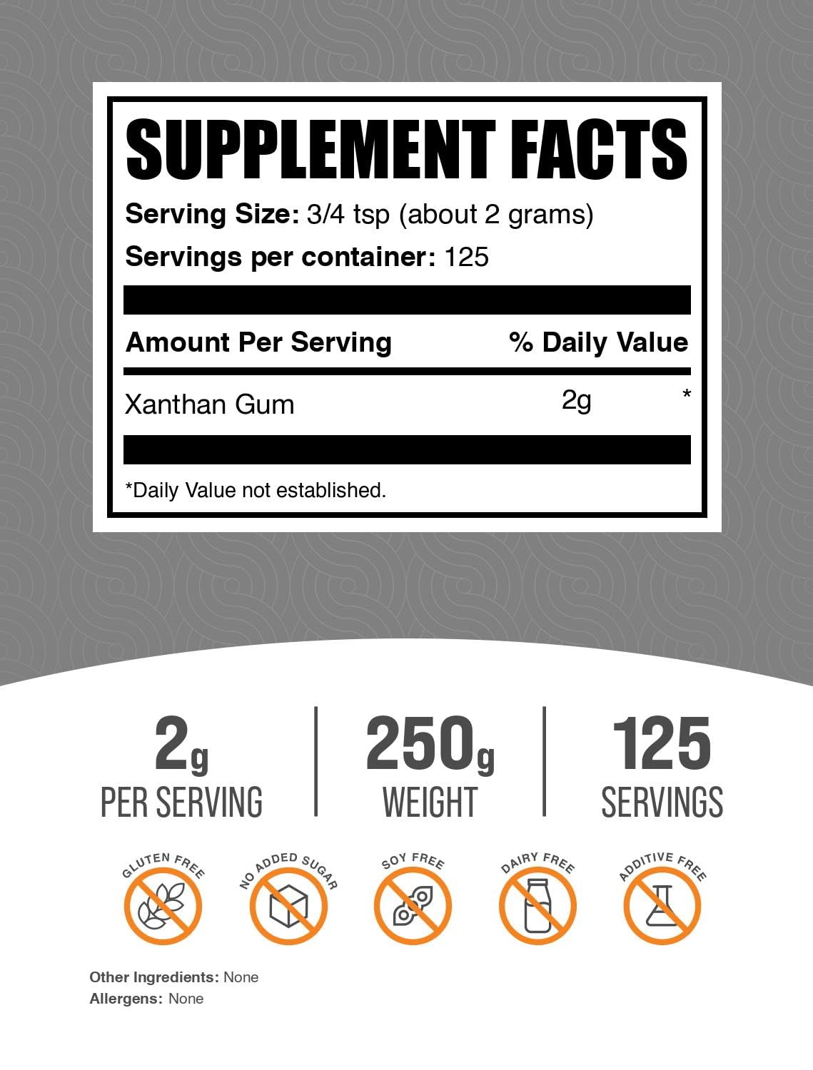 BulkSupplements.com Xanthan Gum Powder - Xanthan Gum Thickener, Xanthan Gum for Baking - Xanthan Gum Gluten Free, Food Grade, 2g per Serving, 250g
