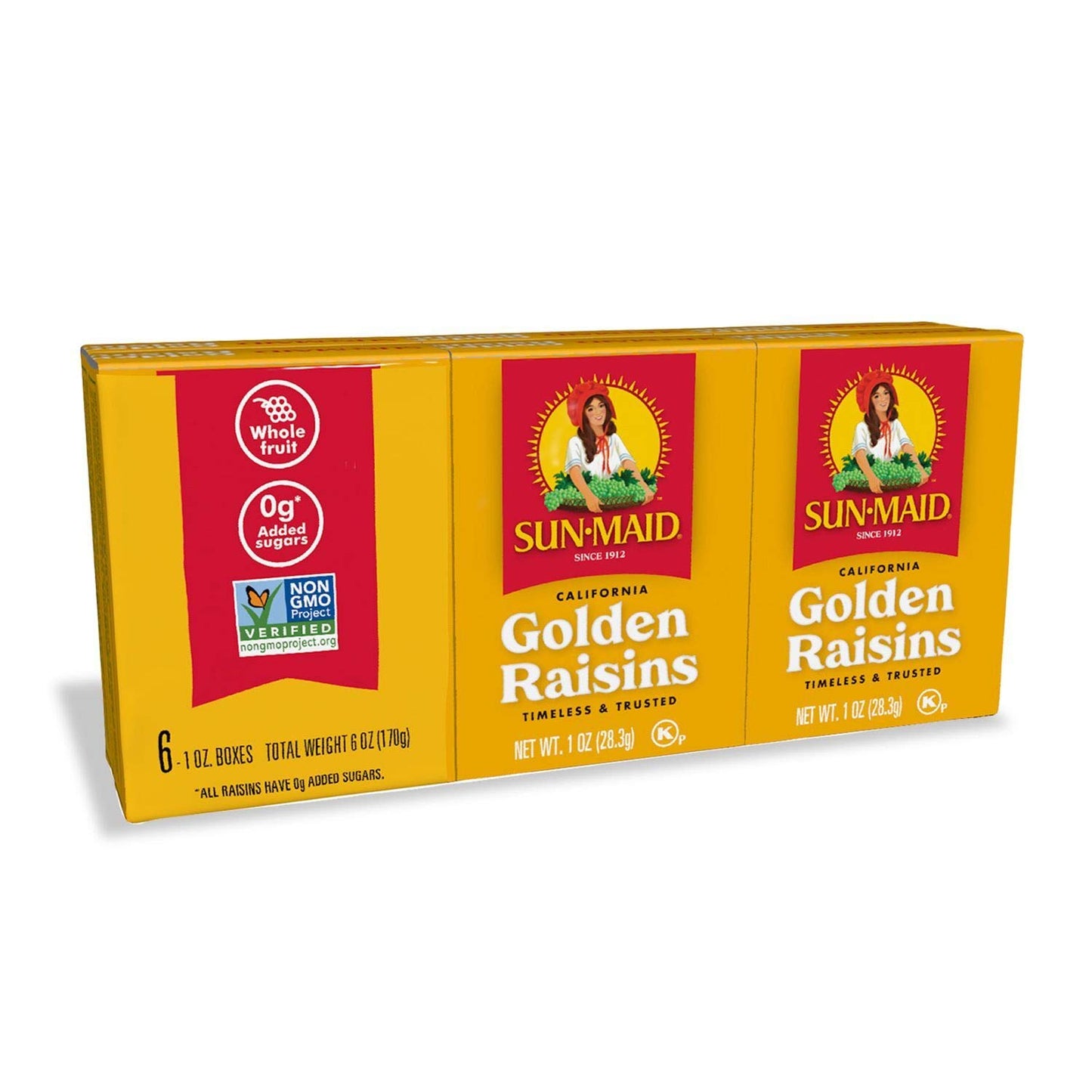 Sun-Maid Natural California Golden Raisins (6 Count , Pack of 1)