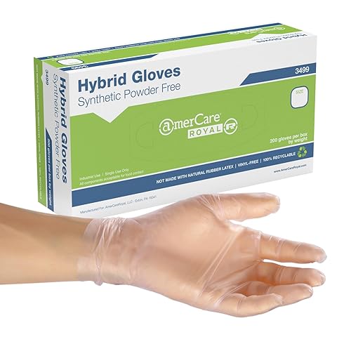 AmerCare Gen 2.0 Hybrid Powder Free Gloves, Medium, Case of 1000