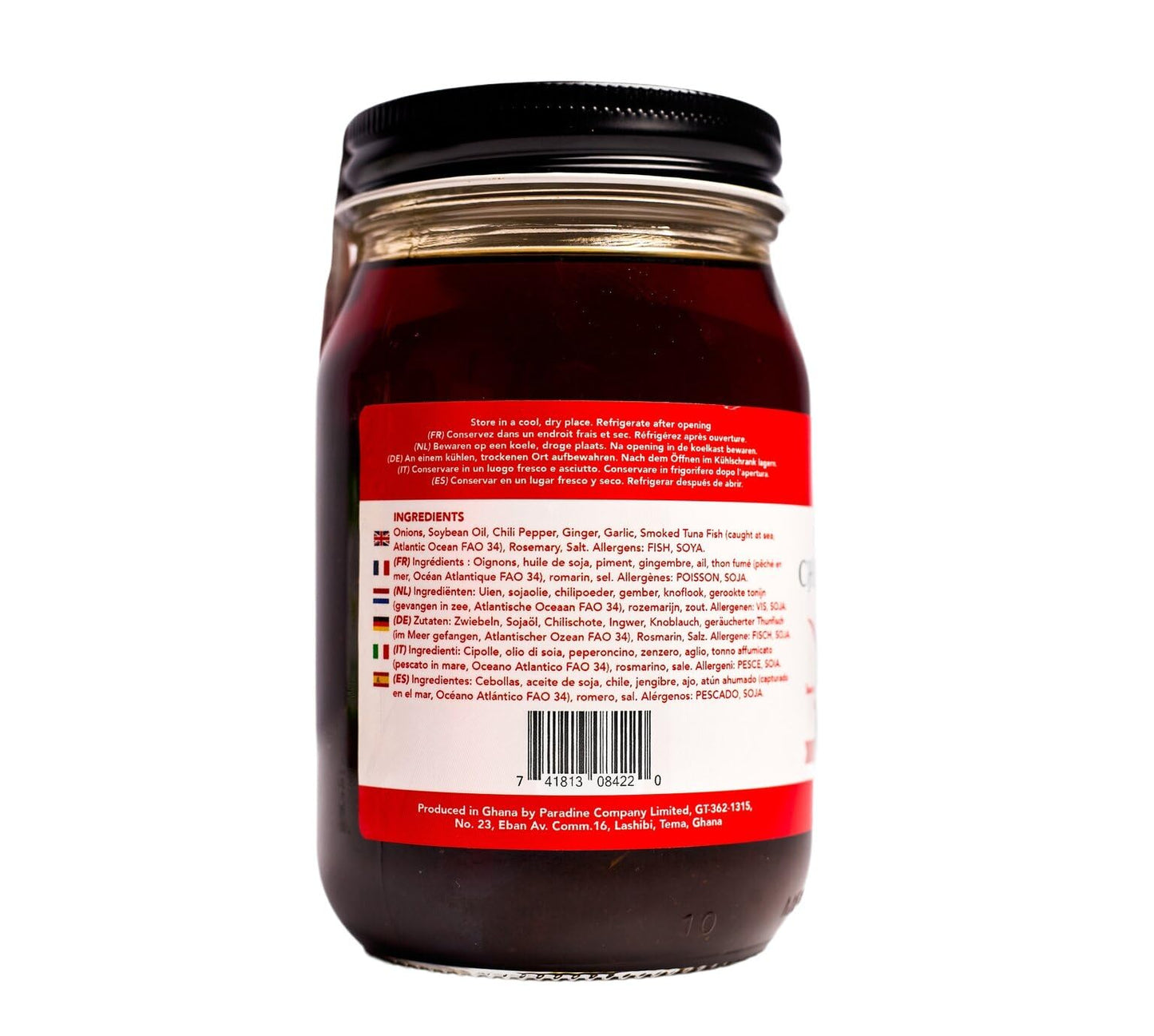 Nana Shito Ghana Chili Sauce - Shito Made with Fresh Chili, Shrimp & Spices, Adds Heat & Flavor to Any Dish, Traditional Ghana Recipe, Resealable Jar