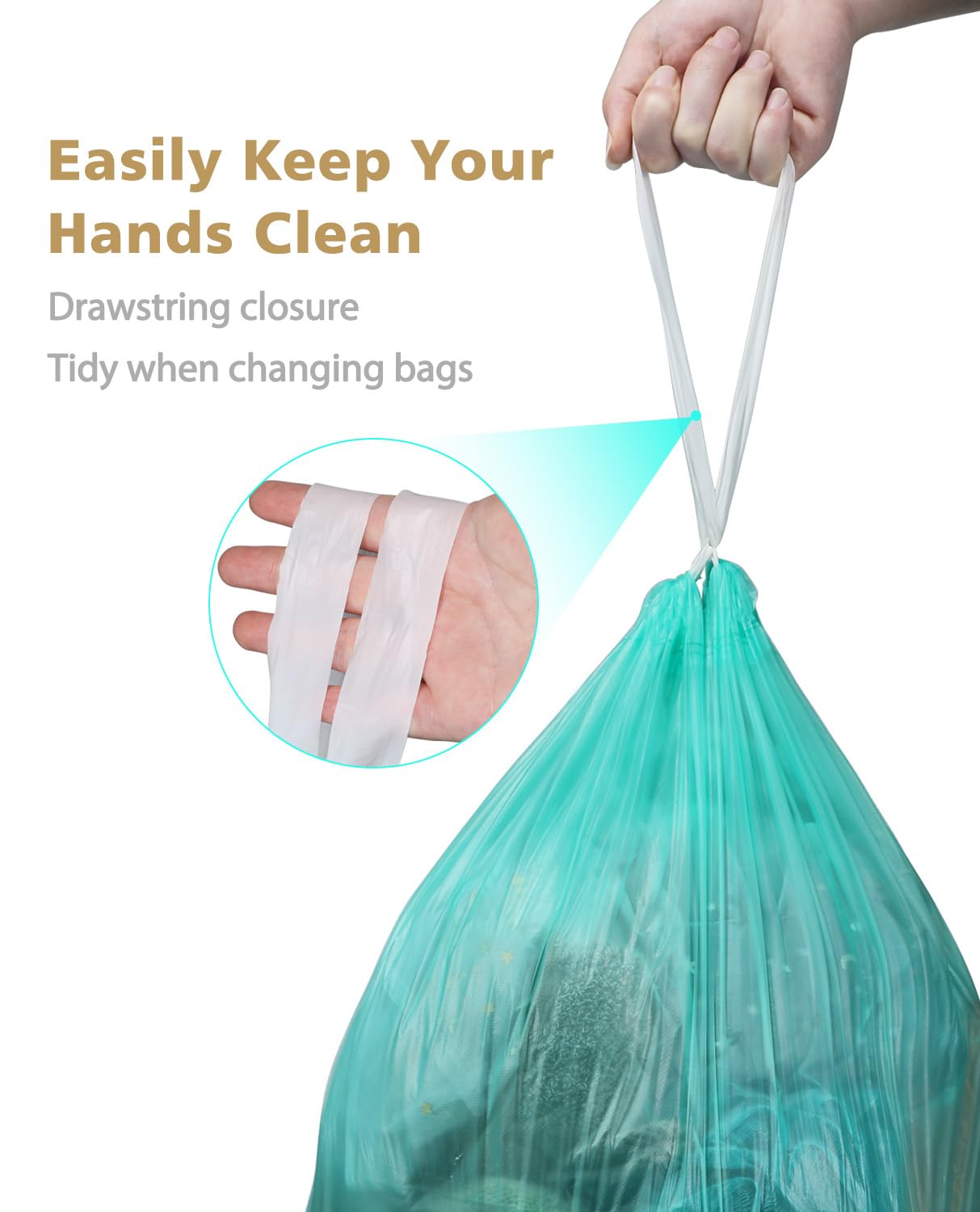 AYOTEE Compostable Trash Bags 4 Gallon Drawstring Trash Bags,100 Counts Ultra Strong Unscented Garbage Bag Small TrashBags Waste Basket Liners