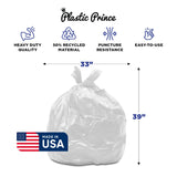 PLASTIC PRINCE (100 Pack) 30-33 Gallon Trash Bags, 1.5 Mil, Heavy Duty, Fits Round and Square 30-33 gal Trash Cans, 33" x 39" Garbage Trash Can Liners