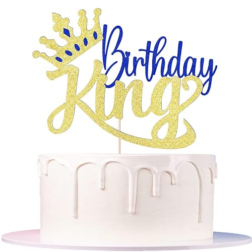 Auteby Glitter King Birthday Cake Topper,Boy Prince 1st 2nd 3rd 10th 13th 18th 21st 30th 40th 50th Birthday Cake Topper/Gender Reveal Party