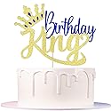 Auteby Glitter King Birthday Cake Topper,Boy Prince 1st 2nd 3rd 10th 13th 18th 21st 30th 40th 50th Birthday Cake Topper/Gender Reveal Party