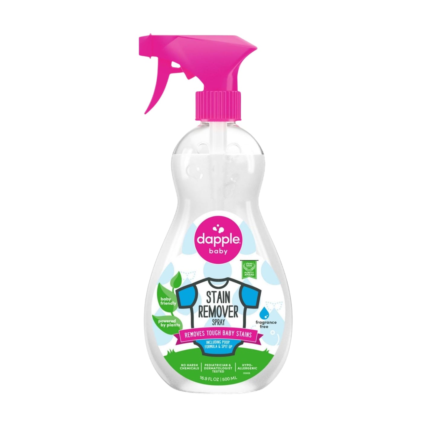Dapple Baby Stain Remover Spray - 16.9 fl oz Bottle - Fragrance-Free, Plant-Powered & Hypoallergenic - Baby Stain Remover Cleaning Spray for Cloth