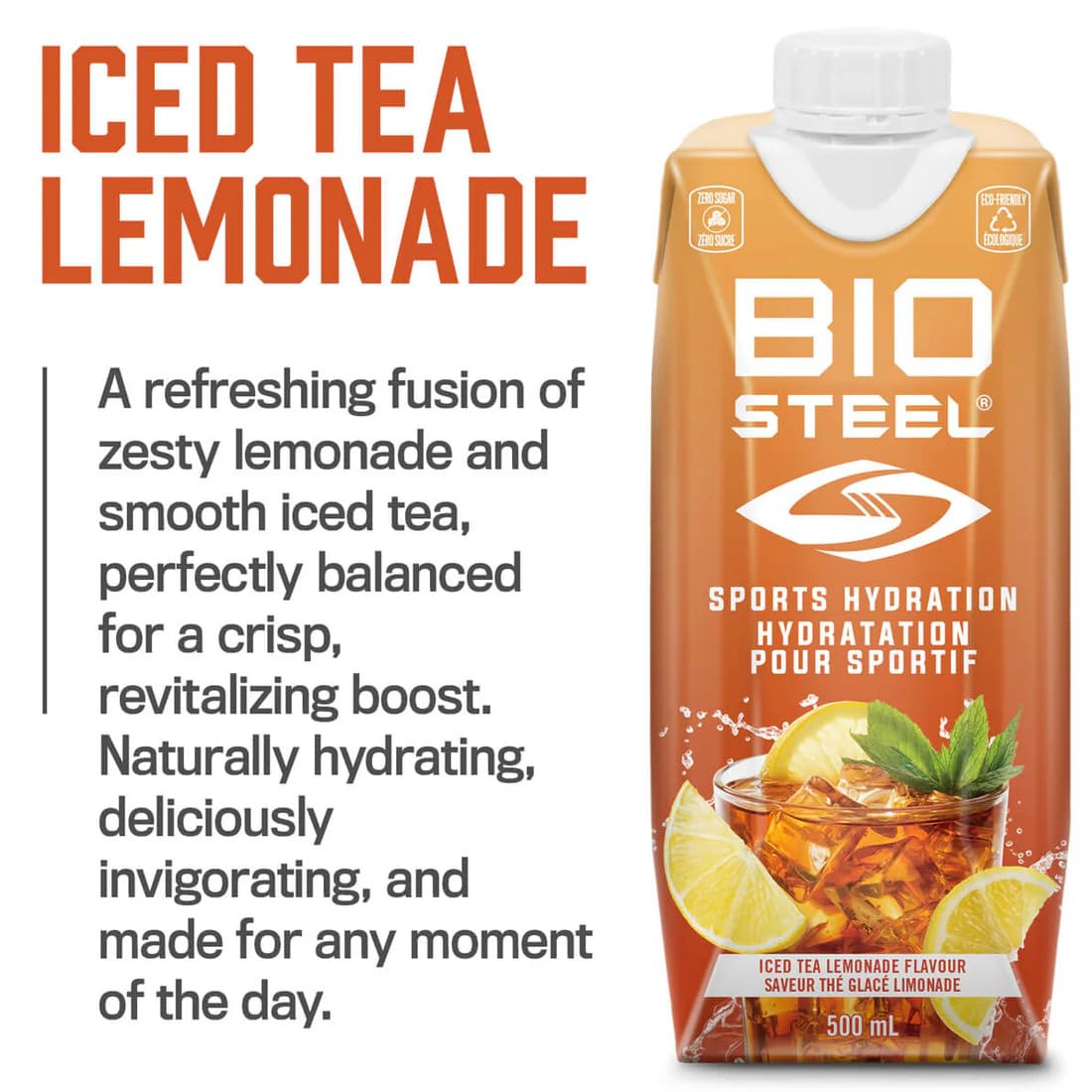 BioSteel Sports Drink, Great Tasting Hydration with 5 Essential Electrolytes, Iced Tea Lemonade, 16.7 Fluid Ounces, 12-Pack