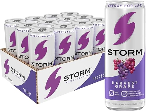 STORM Harvest Grape, Fitness & Wellness Energy Drink, 12 Fl Oz (Pack of 12)