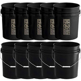 10 Pack - 5 Gallon Heavy-Duty Plastic Buckets with Metal Handle, 90 Mil, Food Safe & Multipurpose