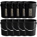 10 Pack - 5 Gallon Heavy-Duty Plastic Buckets with Metal Handle, 90 Mil, Food Safe & Multipurpose