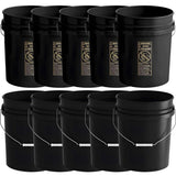 10 Pack - 5 Gallon Heavy-Duty Plastic Buckets with Metal Handle, 90 Mil, Food Safe & Multipurpose