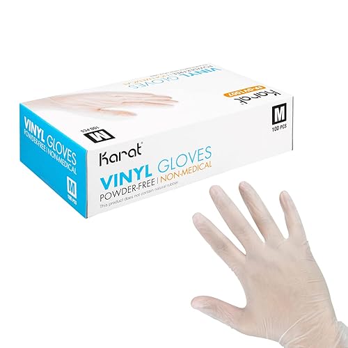 Karat [Medium - 1,000 ct] Clear Vinyl Disposable Gloves, Powder-Free, Great Fit, Tear-Resistant for Multi-Purpose (FP-GV1007)