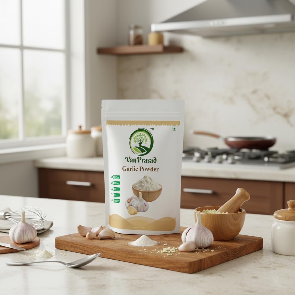 VanPrasad Pure Garlic Powder 1kg | Natural & Hygienic | Rich Flavor Seasoning | No Preservatives | Vegan & Gluten-Free | Ideal for Cooking, Marinades