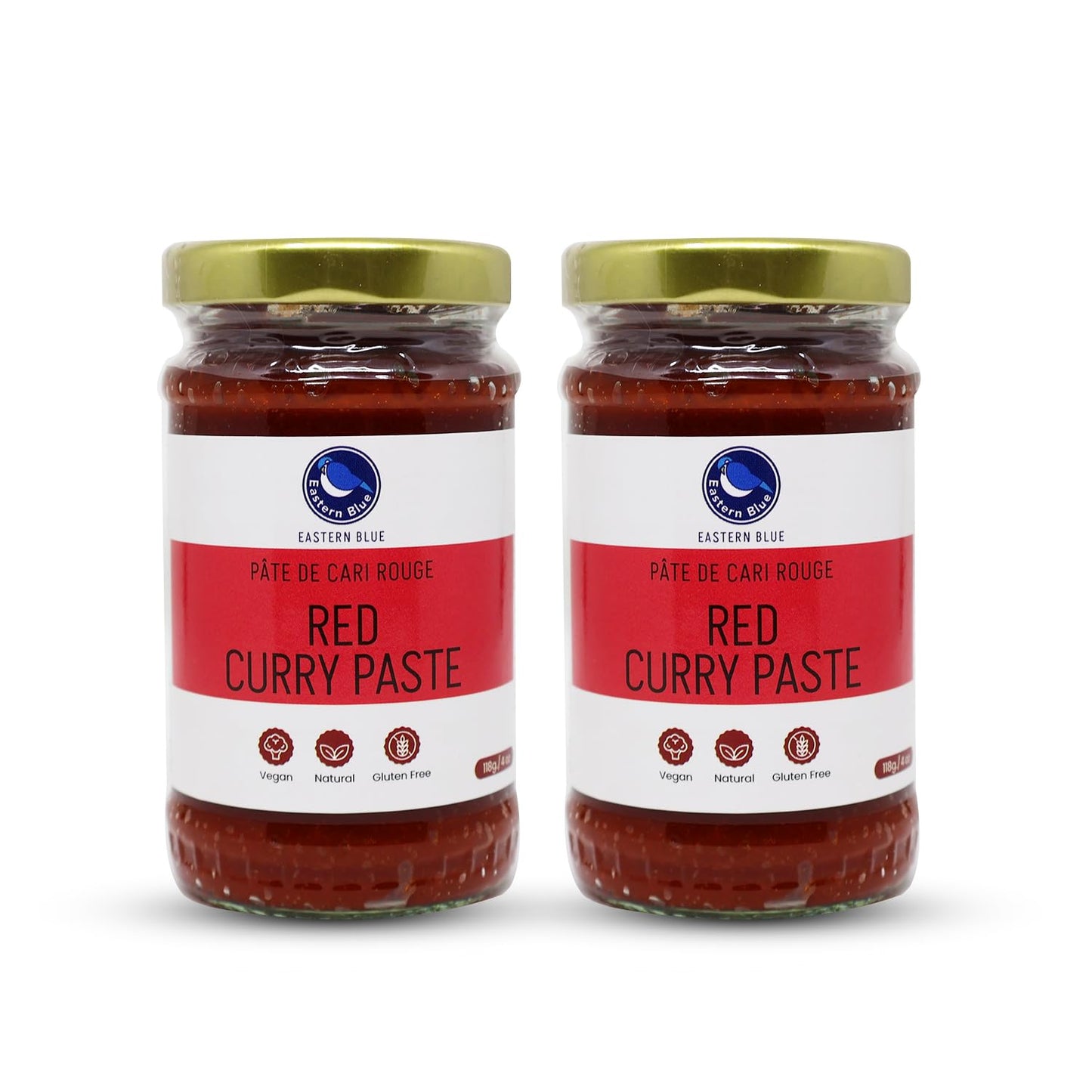 Thai Red Curry Paste 4 Oz Pack of 2 | Vegan, Gluten Free, Nut Free | Elevate your dishes with Authentic Spices | Eastern Blue Thai Curry Paste | 125