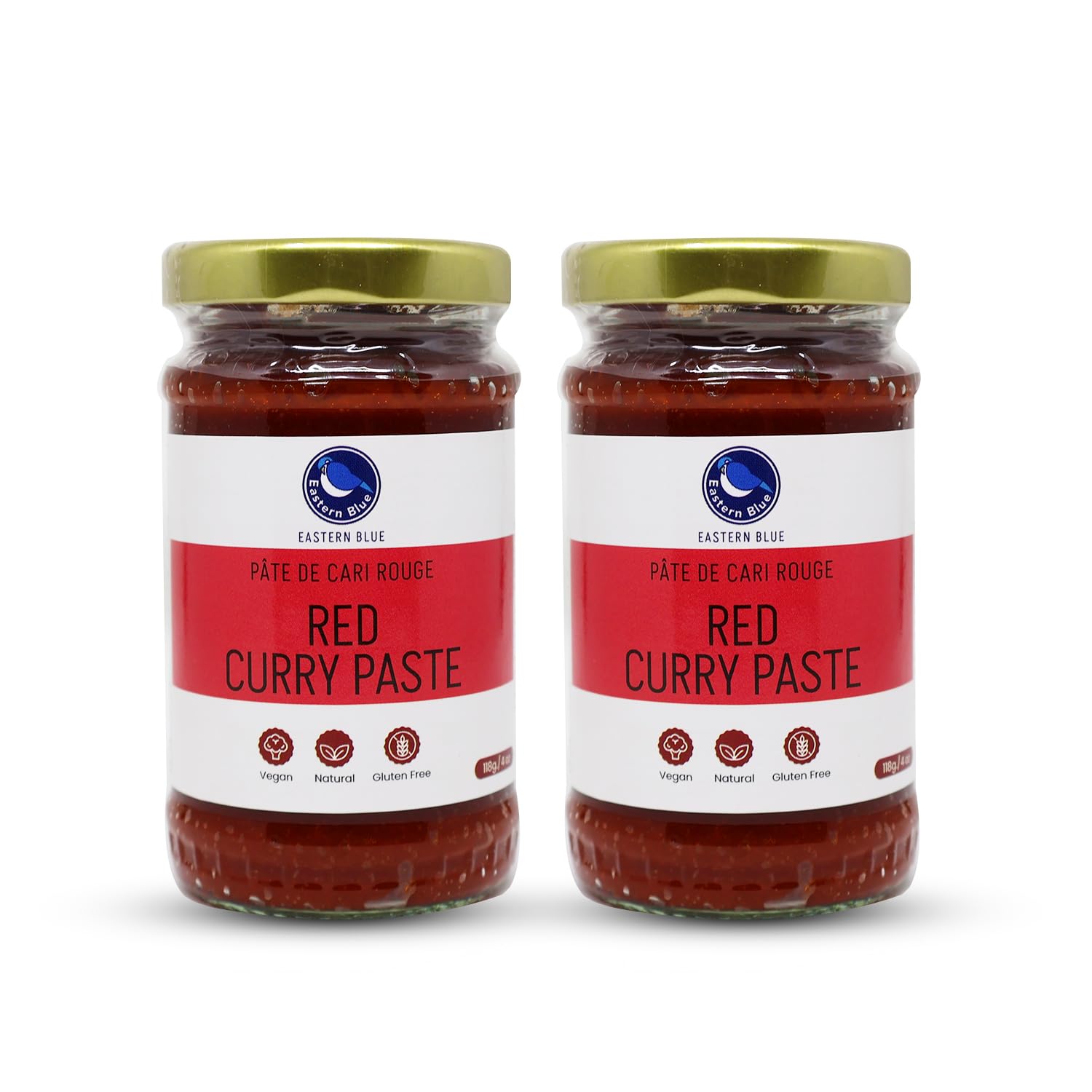 Thai Red Curry Paste 4 Oz Pack of 2 | Vegan, Gluten Free, Nut Free | Elevate your dishes with Authentic Spices | Eastern Blue Thai Curry Paste | 125
