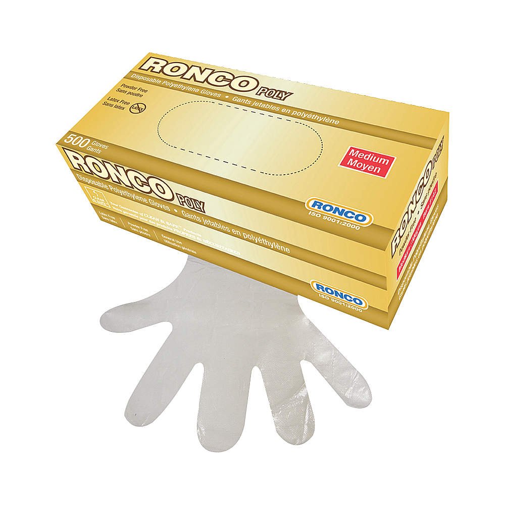 Ronco Polyethylene Poly/Deli Disposable Gloves, Latex Free & Powder Free, CIFA Accepted (Medium)