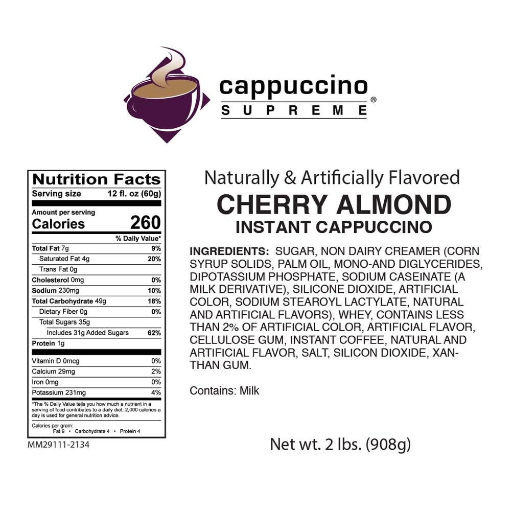 Cappuccino Supreme 2 lb bag Cherry Almond Instant Cappuccino Mix