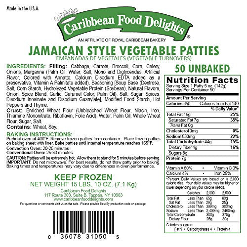 Jamaican Style Patties, Unbaked (Vegetable, 2 Cases)