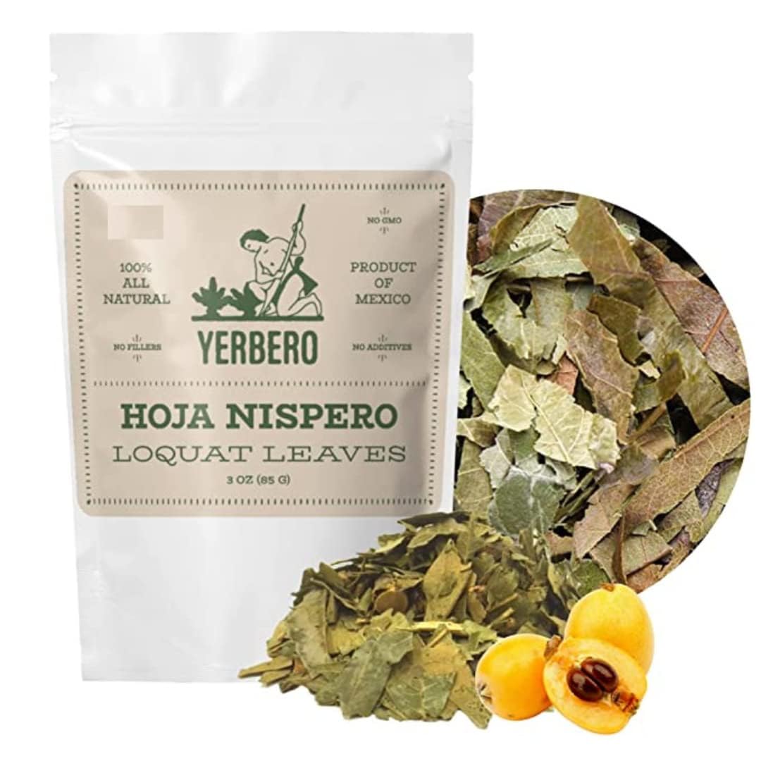 Yerbero - Te Herbal Hojas De Nispero 3 oz (85gr) Herbal Tea (Loquat Leaves Loose Tea) Stand Up Resealable Bag Wildcrafted By Nature 100% All Natural