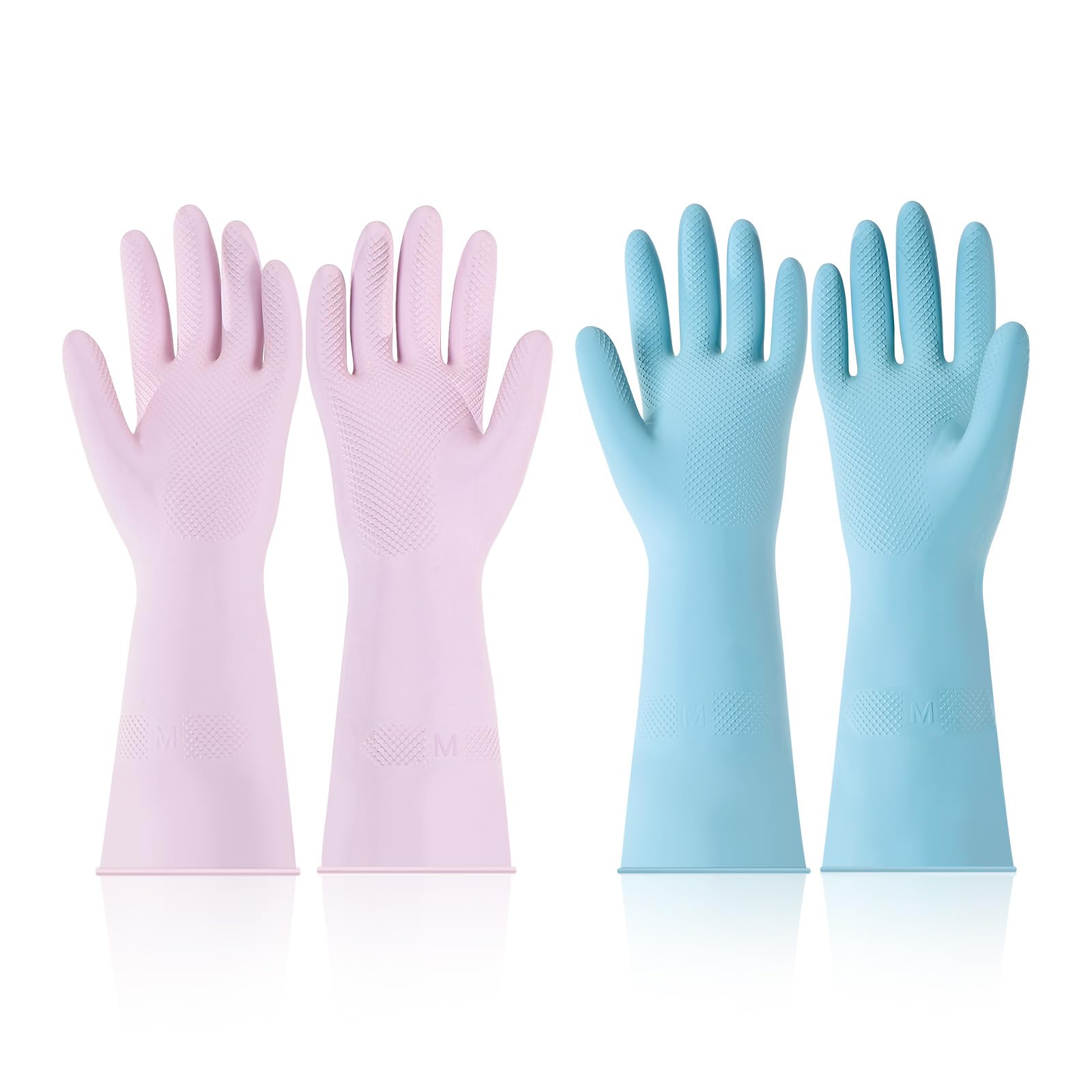 VEVOR Reusable Dishwashing Gloves, 2 Pairs Colorful Reusable Household Kitchen Cleaning Gloves for Washing Dishes and Cleaning Tasks, Flexible
