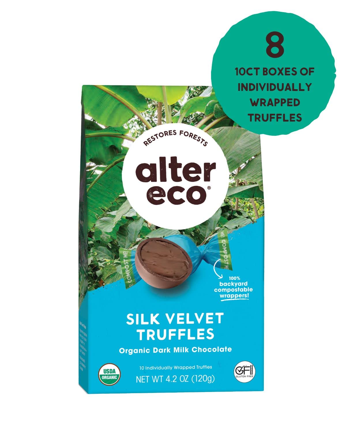Alter Eco | Silk Velvet Truffles | 39% Pure Dark Cocoa, Fair Trade, Organic, Non-GMO, Gluten Free Dark Chocolate Truffles | 80 Truffles